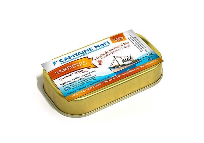 Sardines à l’huile de tournesol bio - Format 1/10 - Capitaine Nat Sardines à l’huile de tournesol bio - Format 1/10 - Capitaine Nat