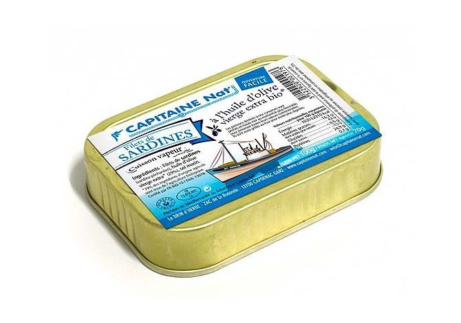 Files de sardines à l’huile d’olive vierge extra bio - Format 1/7 - Capitaine Nat Files de sardines à l’huile d’olive vierge extra bio - Format 1/7 - Capitaine Nat